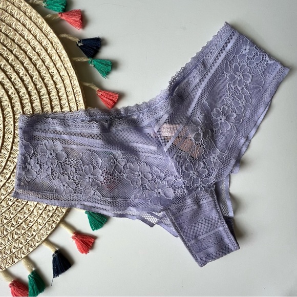 Victoria's Secret The Lacie Floral Stripe Cheeky Panty Periwinkle Small NEW - Picture 3 of 8